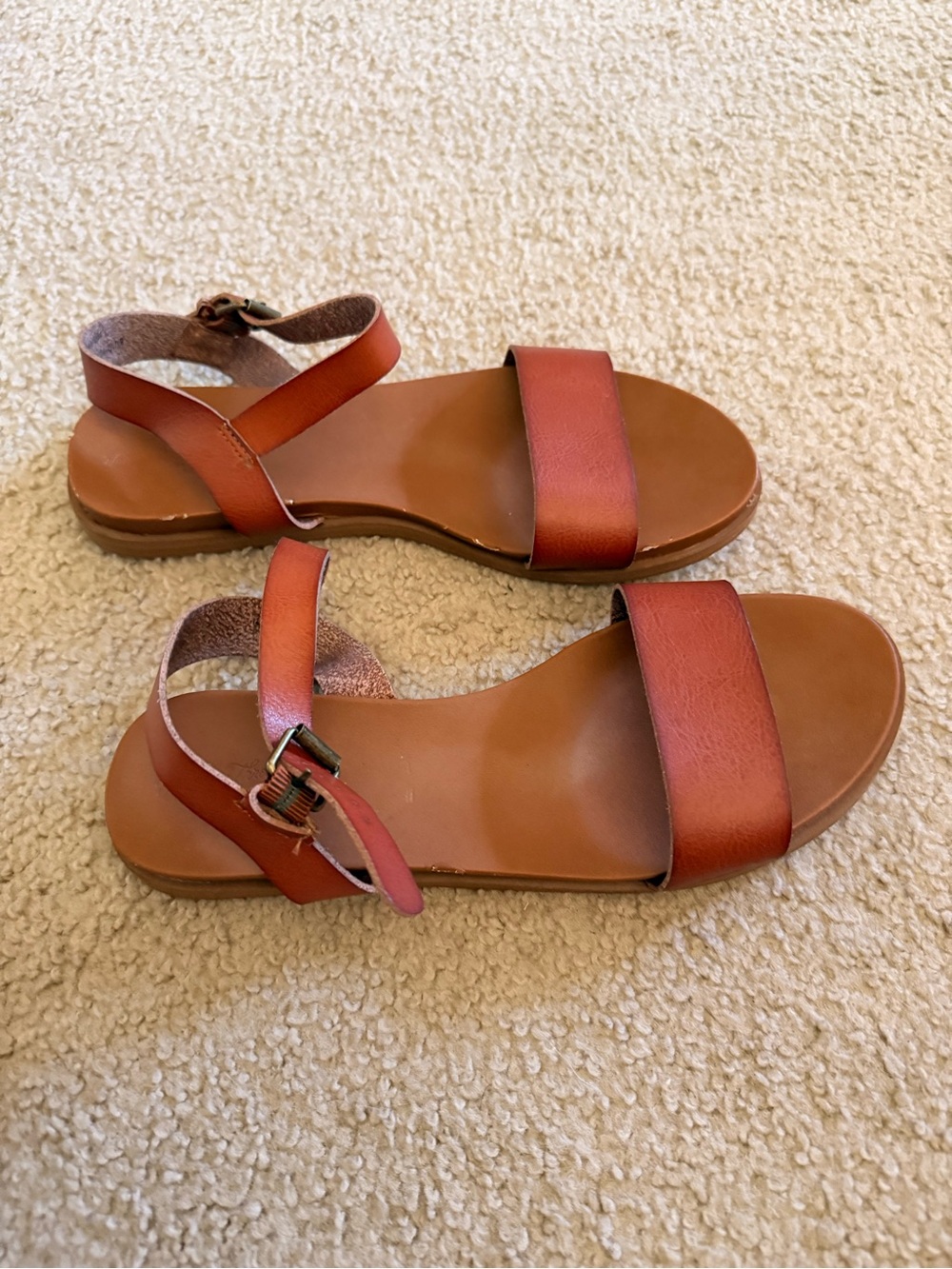 Universal Thread Women's Two-Strap Ankle Buckle Sandals in Rust